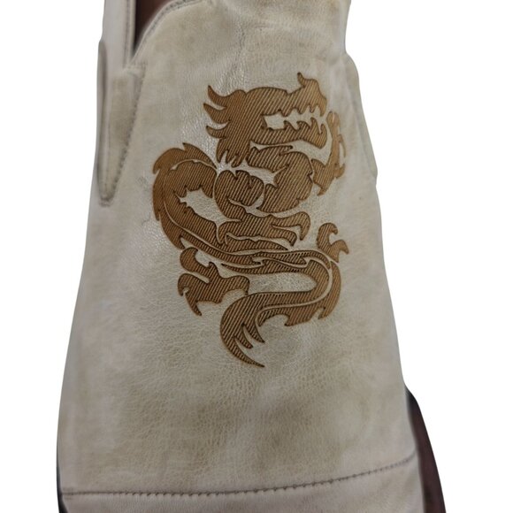 Mark Nason Italy Rock Never Dies Men 11 Beige Dragon Leather Dress Shoes Loafers - Picture 8 of 12